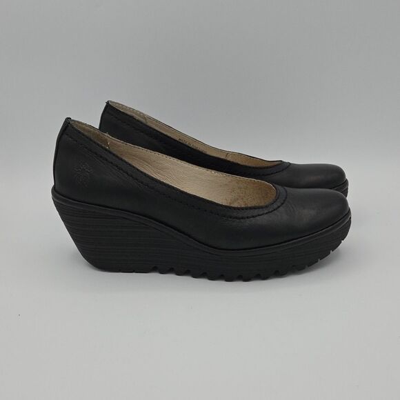 Fly London Women's Yoni 171 Wedge Leather Pump Slip Ons, Size 7-7.5 EU 38 - Picture 5 of 8